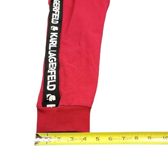 Karl Lagerfeld Mens XS Joggers Red Drawstring Pockets‎ Logo Side Stripe Pants - Picture 6 of 14
